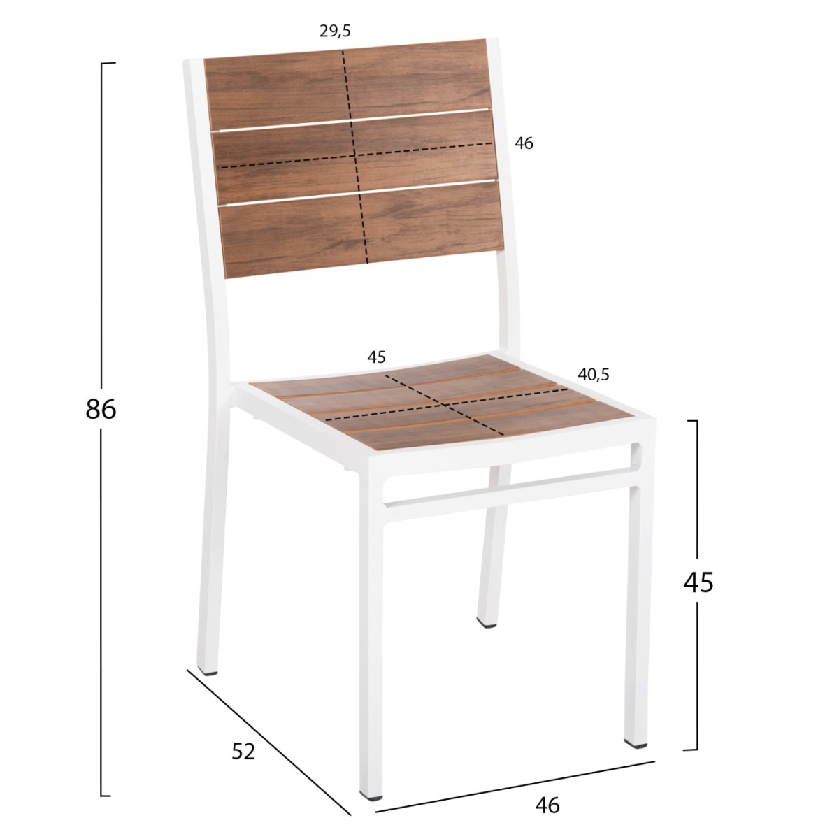 ΚΑΡΕΚΛΑ ΑΛΟΥΜΙΝΙΟΥ SAGA HM6063.01 ΛΕΥΚΗ ΜΕ POLYWOOD 46x52x86Υεκ.