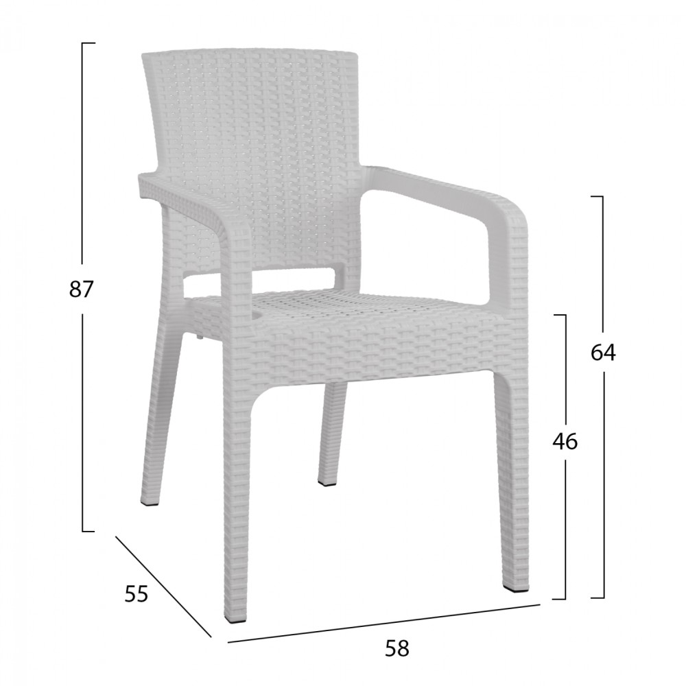 ΠΟΛΥΘΡΟΝΑ ΠΟΛΥΠΡΟΠΥΛΕΝΙΟΥ RATTAN HM5590.04 ΧΡΩΜΑ ΛΕΥΚΟ 58x55x87 cm.