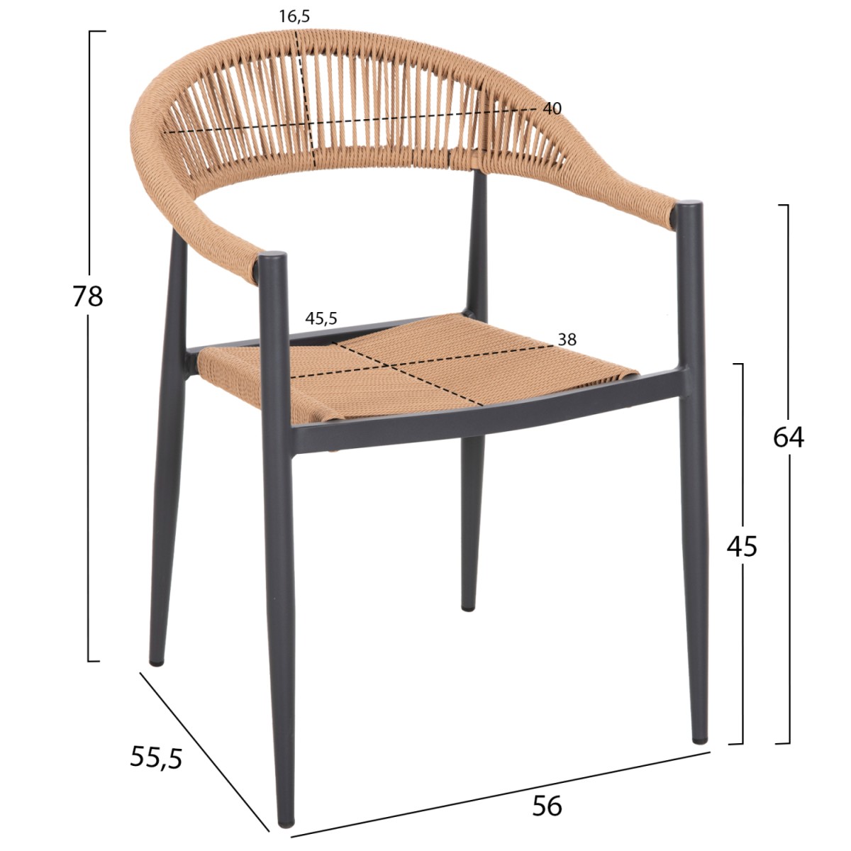 ΠΟΛΥΘΡΟΝΑ ΑΛΟΥΜΙΝΙΟΥ GRET HM5854.02 ΑΝΘΡΑΚΙ PΕ RATTAN ΜΠΕΖ 56x55,5x78Υ εκ.