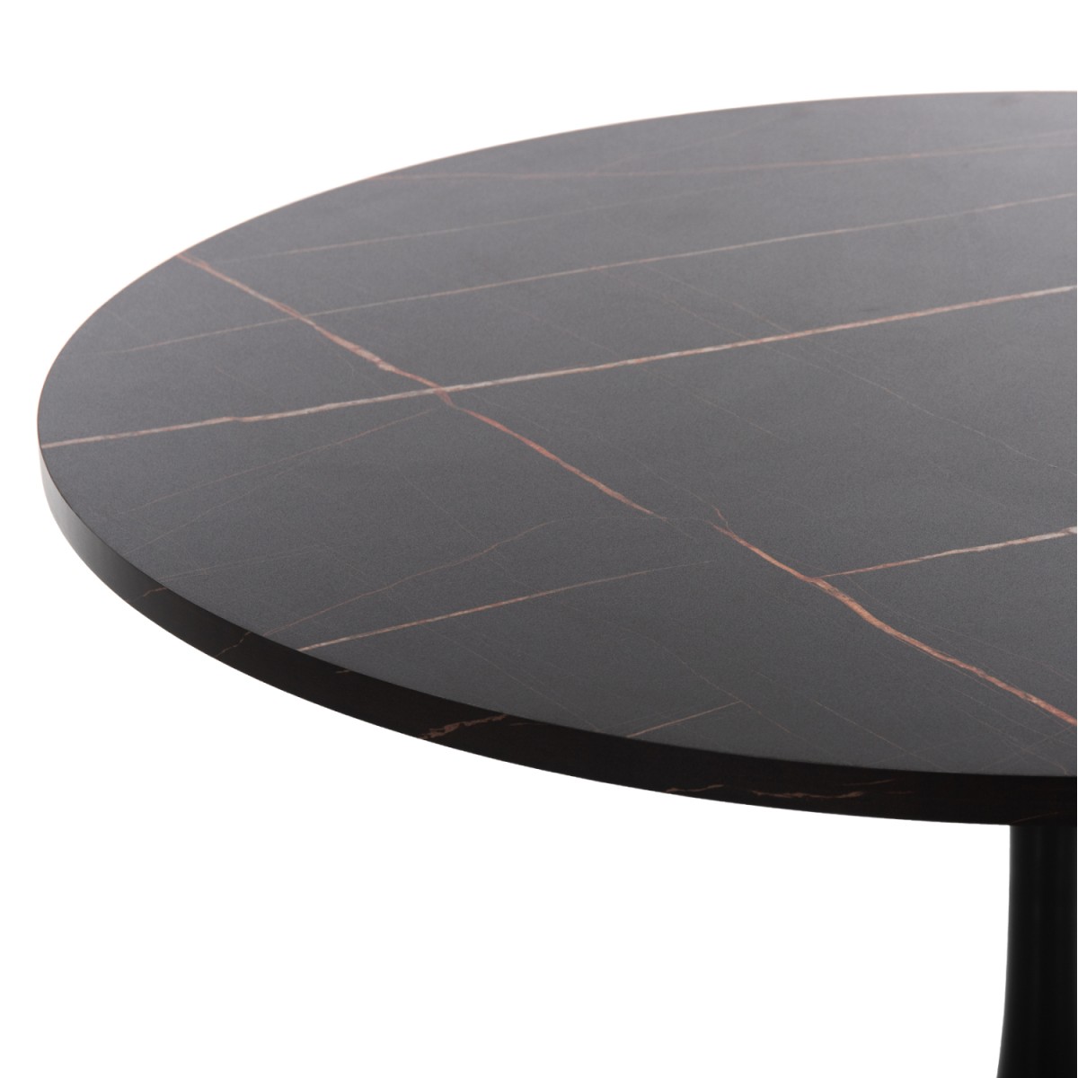 ΤΡΑΠΕΖΙ ΤΡΑΠΕΖΑΡΙΑΣ ROLLO HM9421.02 ΣΤΡΟΓΓΥΛΟ BLACK MARBLE Φ90x74 εκ.