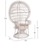 ΠΟΛΥΘΡΟΝΑ ROYAL PEACOCK HM9342.02 RATTAN ΣΕ ΛΕΥΚΟ-ΜΑΞΙΛΑΡΙ ΛΕΥΚΟ 114x72x150Yεκ.