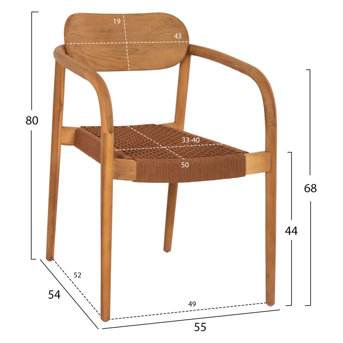 ΠΟΛΥΘΡΟΝΑ OSLO HM9636.01 ΞΥΛΟ TEAK ΦΥΣΙΚΟ & ΚΑΦΕ ΣΧΟΙΝΙ 55x54x80Y εκ.