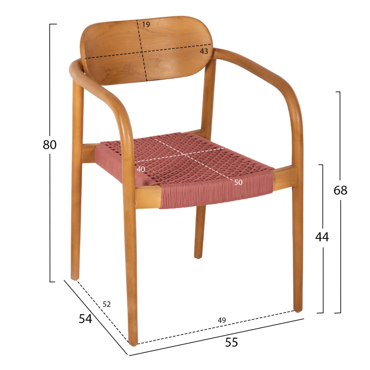 ΠΟΛΥΘΡΟΝΑ OSLO HM9636.06 ΞΥΛΟ TEAK ΦΥΣΙΚΟ & ΡΟΖ ΣΧΟΙΝΙ 55x54x80Yεκ.