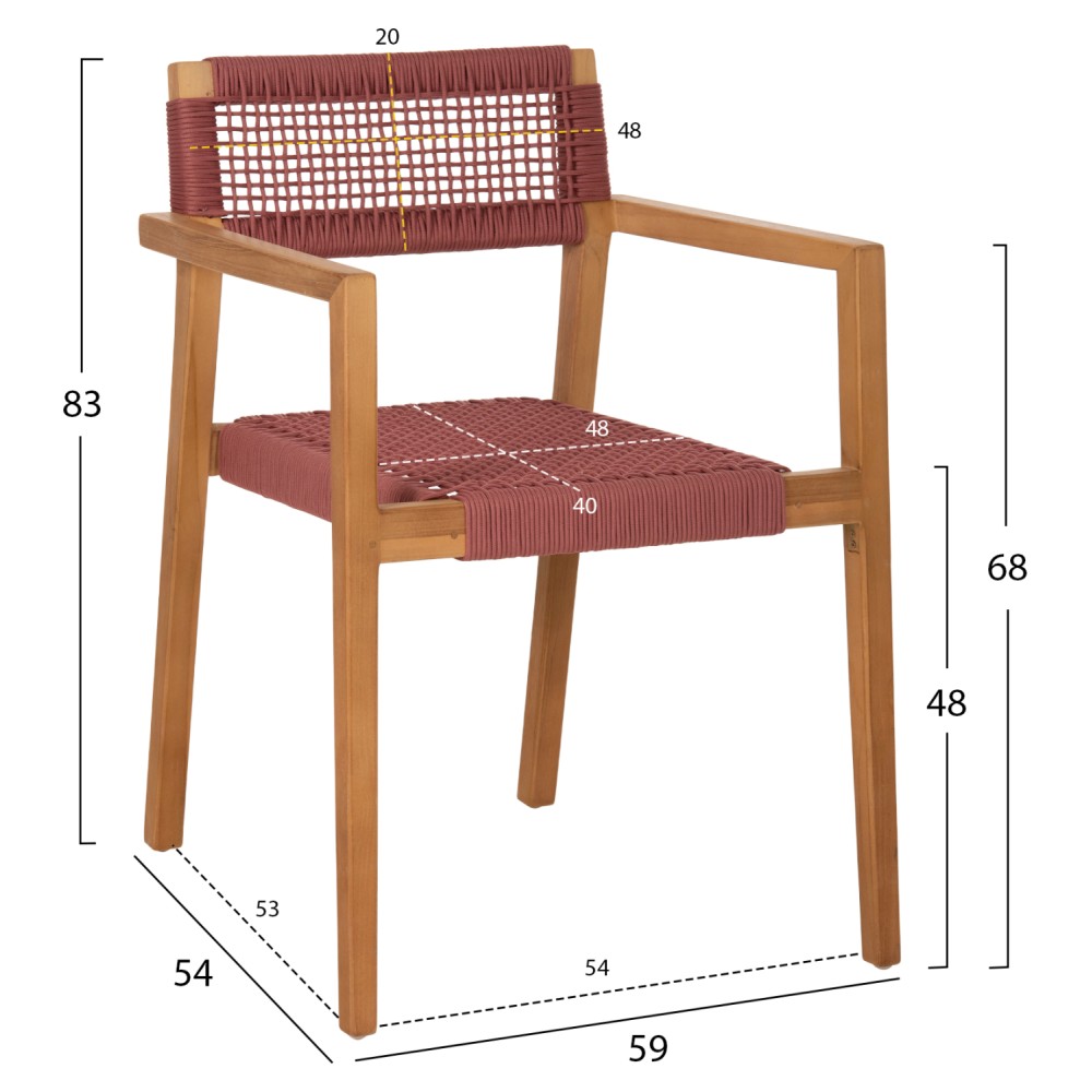 ΠΟΛΥΘΡΟΝΑ CHARLOTTE HM9637.06 ΞΥΛΟ TEAK ΦΥΣΙΚΟ & ΡΟΖ ΣΧΟΙΝΙ 59x54x83Y εκ.