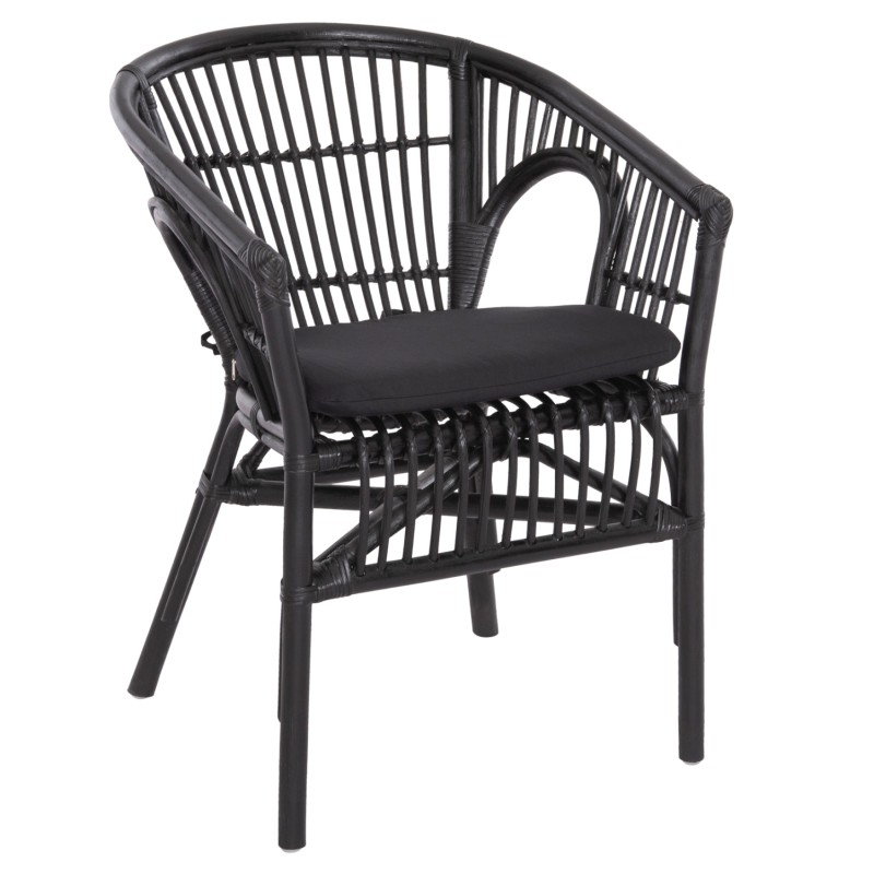 ΠΟΛΥΘΡΟΝΑ DAMPAR HM9929.03 RATTAN & ΜΑΞΙΛΑΡΙ ΣΕ ΜΑΥΡΟ 58x63x79Υεκ.