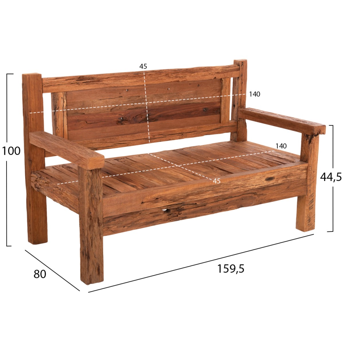 ΠΑΓΚΑΚΙ 3ΘΕΣΙΟ THREEWAY HM9454.01 ΑΝΑΚΥΚΛΩΜΕΝΑ ΞΥΛΑ ΜΙΧ 159,5x80x100Υεκ.