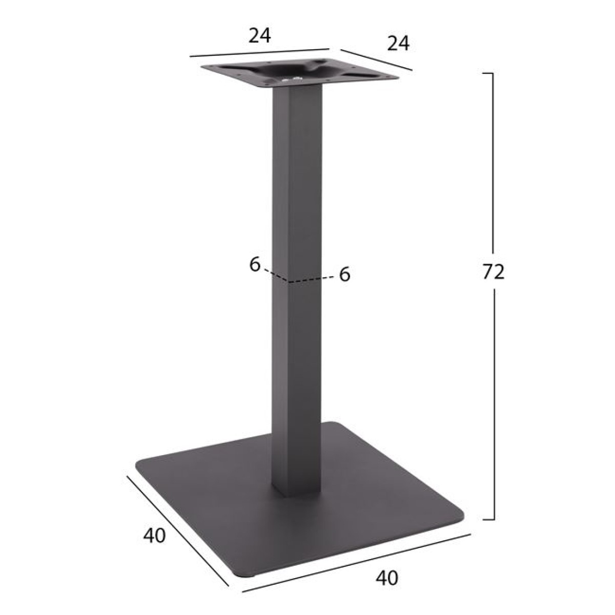 ΒΑΣΗ ΜΕΤΑΛΛΙΚΗ ΓΚΡΙ 40X40X72Υεκ. HM414.20