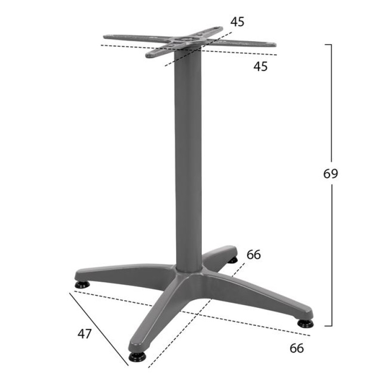 ΒΑΣΗ ΑΛΟΥΜΙΝΙΟΥ 4ΝΥΧΗ 66Χ66X69Υεκ. ΜΕ ΣΤΑΥΡΟ 45x45εκ. HM448.04 ΓΚΡΙ