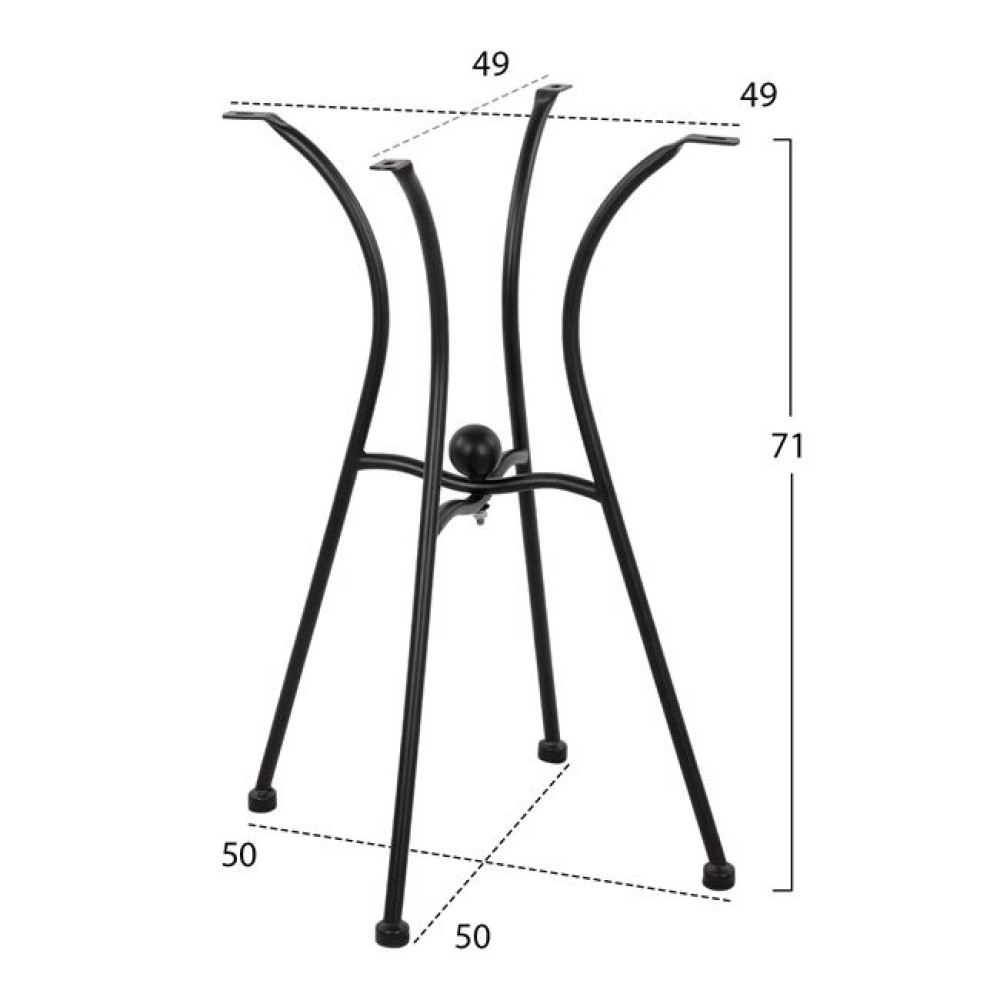 ΒΑΣΗ ΜΕΤΑΛΛΙΚΗ HM466 4NYXH ΣΕ ΜΑΥΡΟ ΧΡΩΜΑ 50x50 cm.