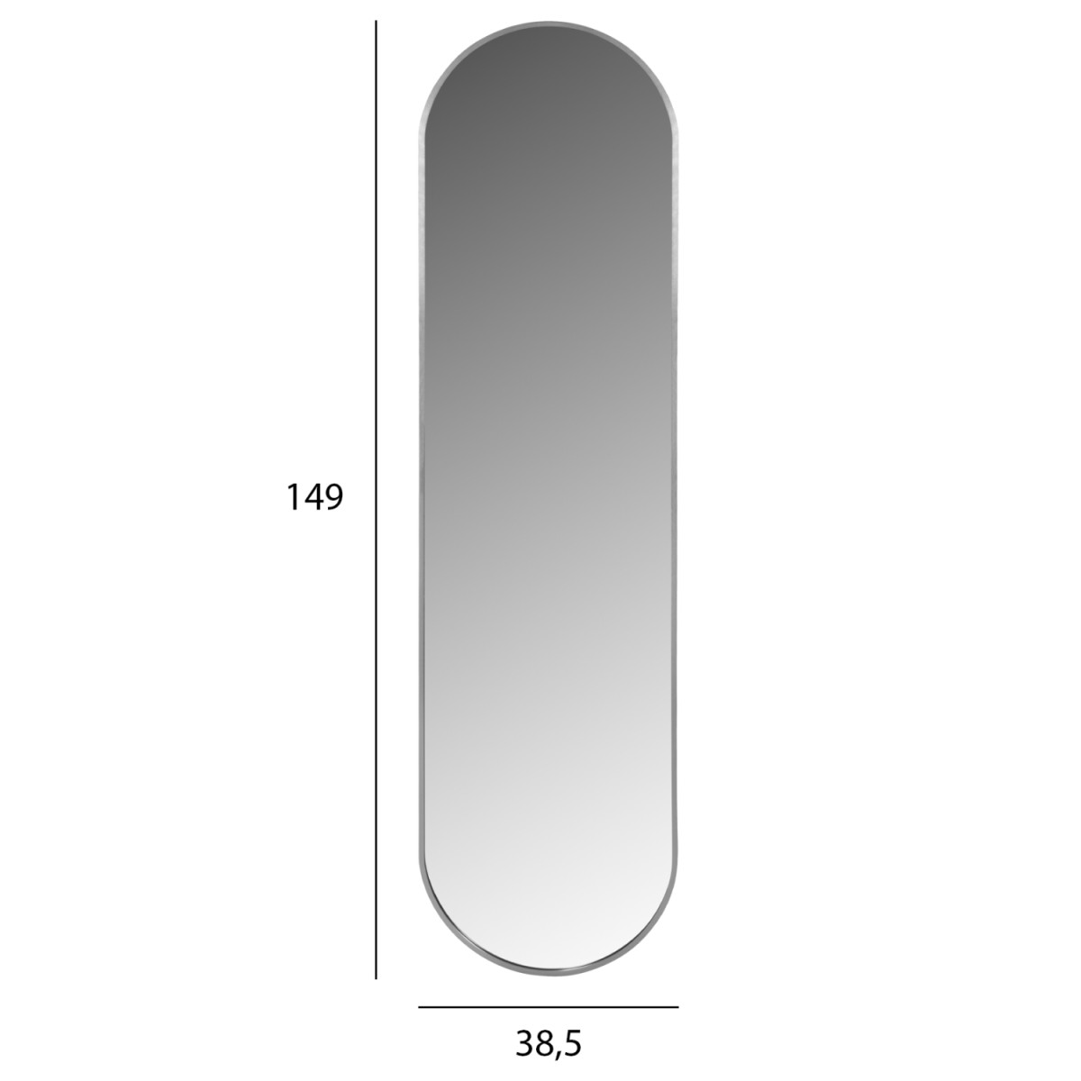 ΚΑΘΡΕΠΤΗΣ ΤΟΙΧΟΥ HM9581.40 ΨΗΛΟΣ ΟΒΑΛ ΣΚΕΛΕΤΟΣ ΑΛΟΥΜΙΝΙΟΥ ΑΣΗΜΙ 38,5x4x149Υεκ.