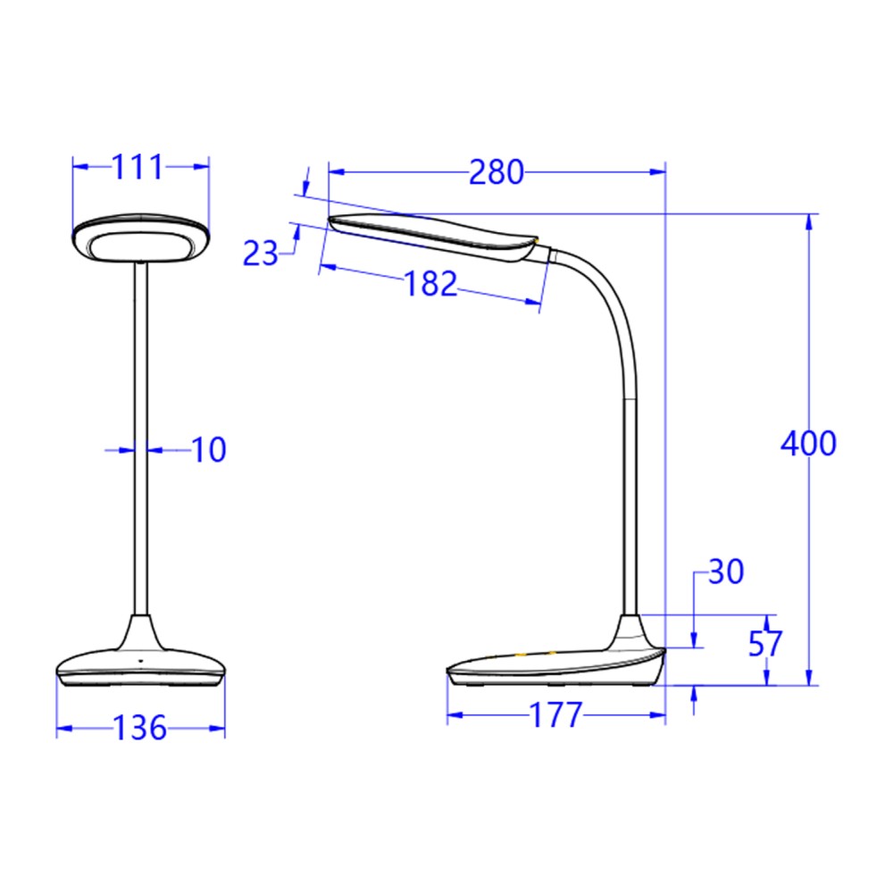 ΦΩΤΙΣΤΙΚΟ ΓΡΑΦΕΙΟΥ LED BLAIN HM4444.03 ΓΑΛΑΖΙΟ-ΛΕΥΚΟ ABS 13,6x17,7x40Υ εκ.