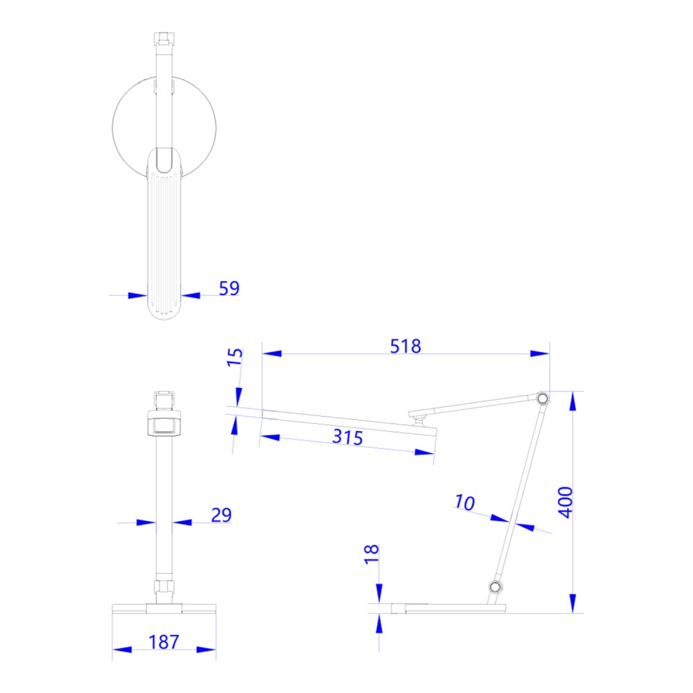 ΦΩΤΙΣΤΙΚΟ ΓΡΑΦΕΙΟΥ LED BLAIN PRO HM4454.01 ΛΕΥΚΗ ΒΑΣΗ ABS-ΓΚΡΙ ΑΛΟΥΜΙΝΙΟ 51,8x40Υεκ.