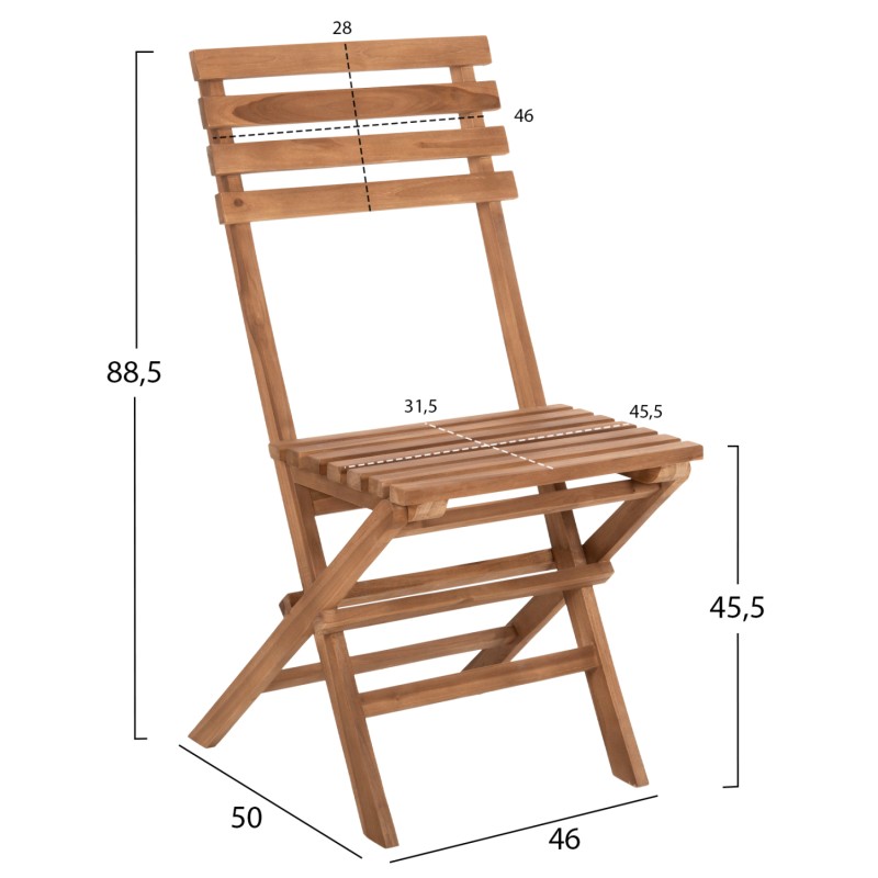 ΣΕΤ 3ΤΜΧ ΕΞΩΤ.ΧΩΡΟΥ ΠΤΥΣΣΟΜΕΝΟ KENDYR HM9907 ΜΑΣΙΦ TEAK ΞΥΛΟ-ΦΥΣΙΚΟ 46x50x88,5Υ