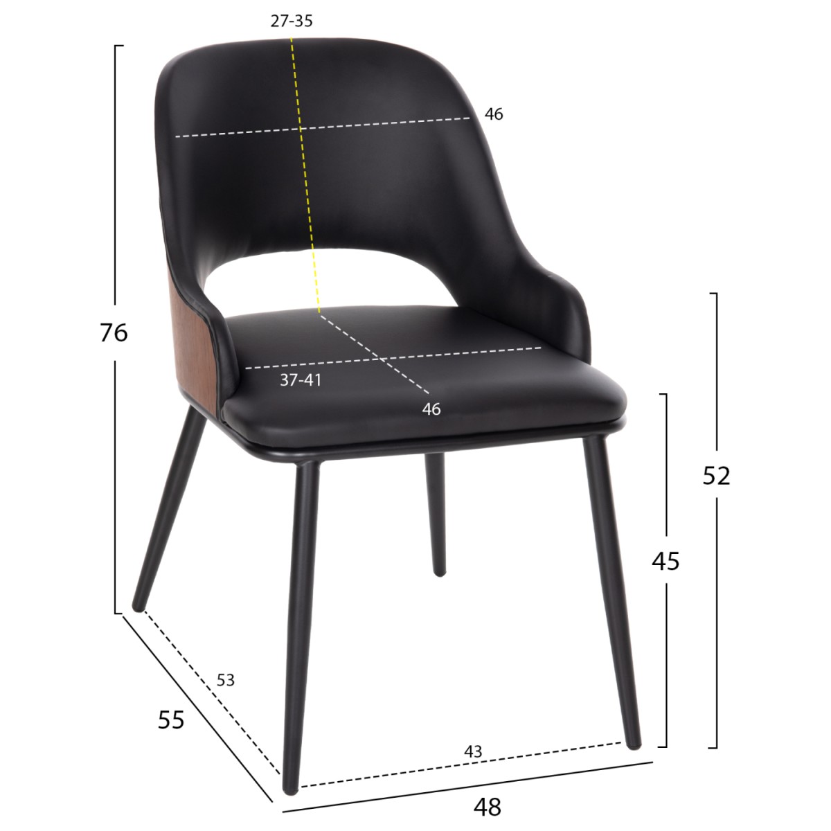 ΣΕΤ ΤΡΑΠΕΖΑΡΙΑ ΕΣΩΤ. ΧΩΡΟΥ 5ΤΜΧ HM11965 ΤΡΑΠΕΖΙ DENTY & 4 ΚΑΡΕΚΛΕΣ DELF (ΜΑΥΡΟ)