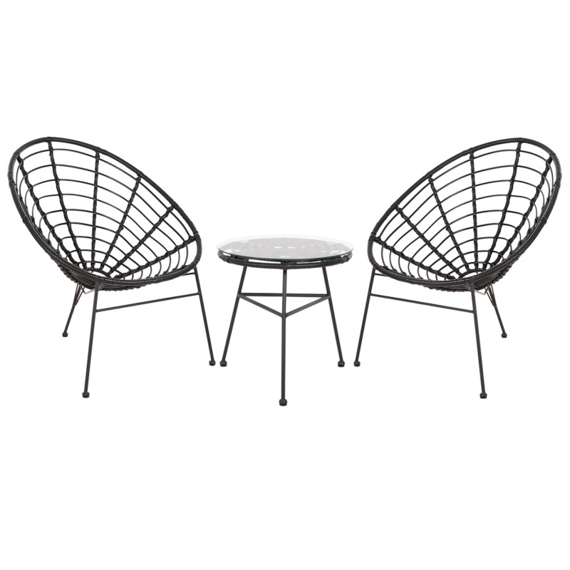 ΣΕΤ ΕΞΩΤΕΡΙΚΟΥ ΧΩΡΟΥ 3ΤΜΧ ALLEGRA HM21047.12 ΜΑΥΡΟ ΣΥΝΘ.RATTAN & ΜΕΤΑΛΛΟ