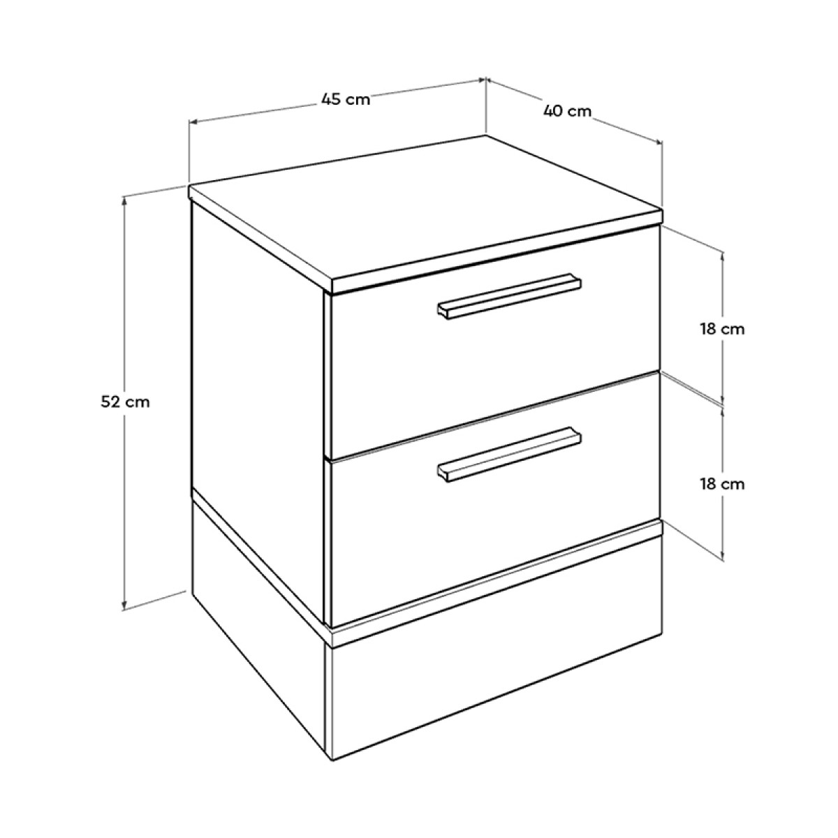 Κομοδίνo Base Megapap σε χρώμα λευκό - sonoma 45x40x52εκ.