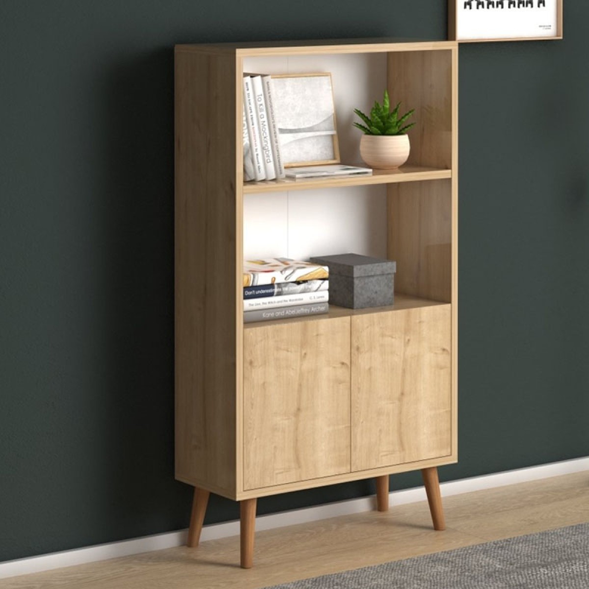 Βιβλιοθήκη μελαμίνης Cube Megapap χρώμα oak 60x24x110εκ.