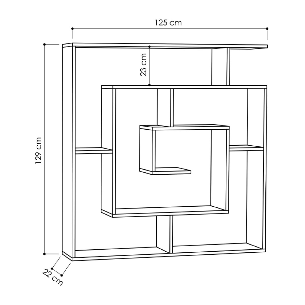 Βιβλιοθήκη μελαμίνης Labirent Megapap χρώμα λευκό 125x22x129εκ.