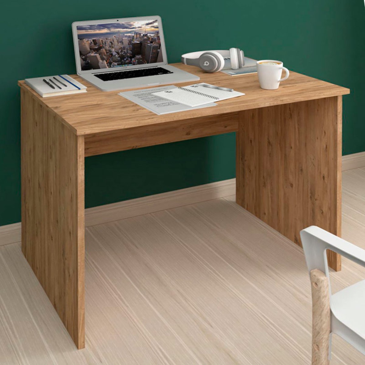 Γραφείο εργασίας Kalen Megapap από μελαμίνη χρώμα pine oak 90x60x74εκ.