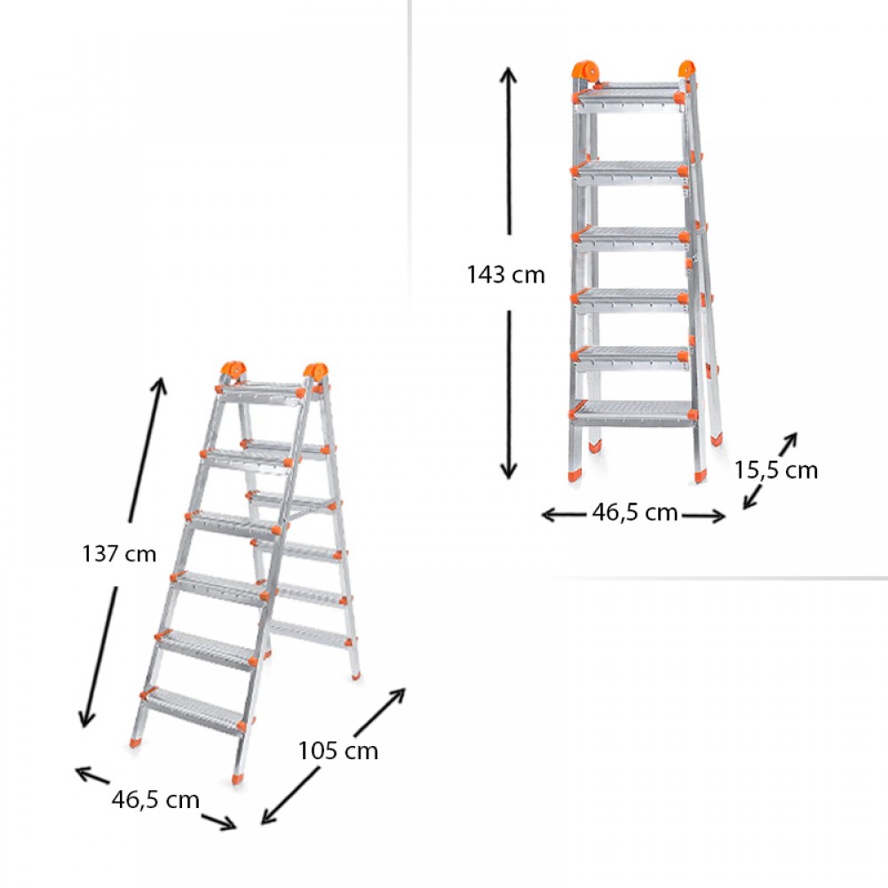 Σκάλα Double Step Perilla μεταλλική 6+6 σκαλοπάτια 137εκ.