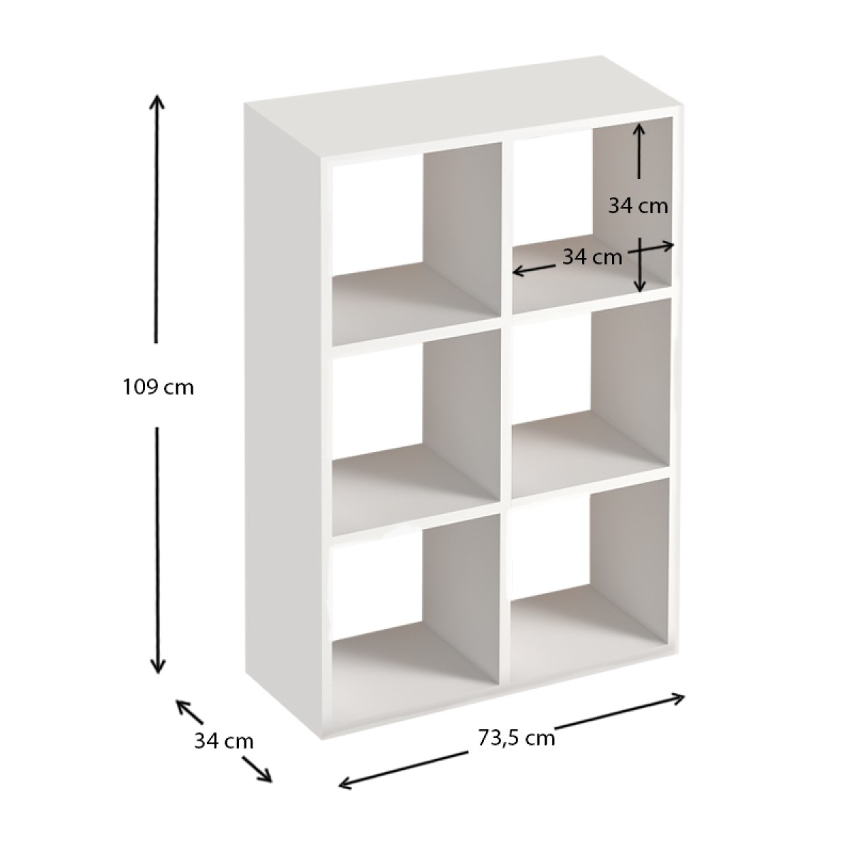 Βιβλιοθήκη Cube Megapap από μελαμίνη χρώμα λευκό 73,5x34x109εκ.