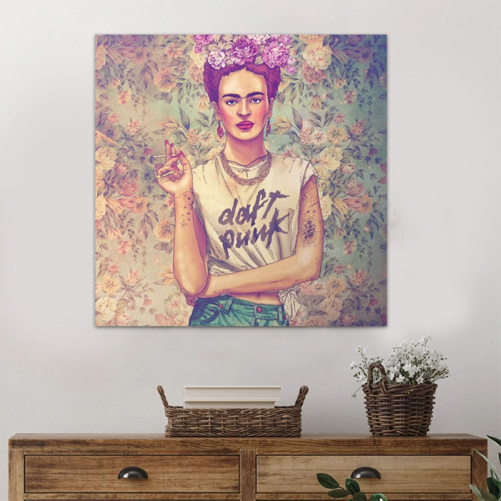 Πίνακας σε καμβά "Frida Punk" Megapap ψηφιακής εκτύπωσης 60x60x3εκ.