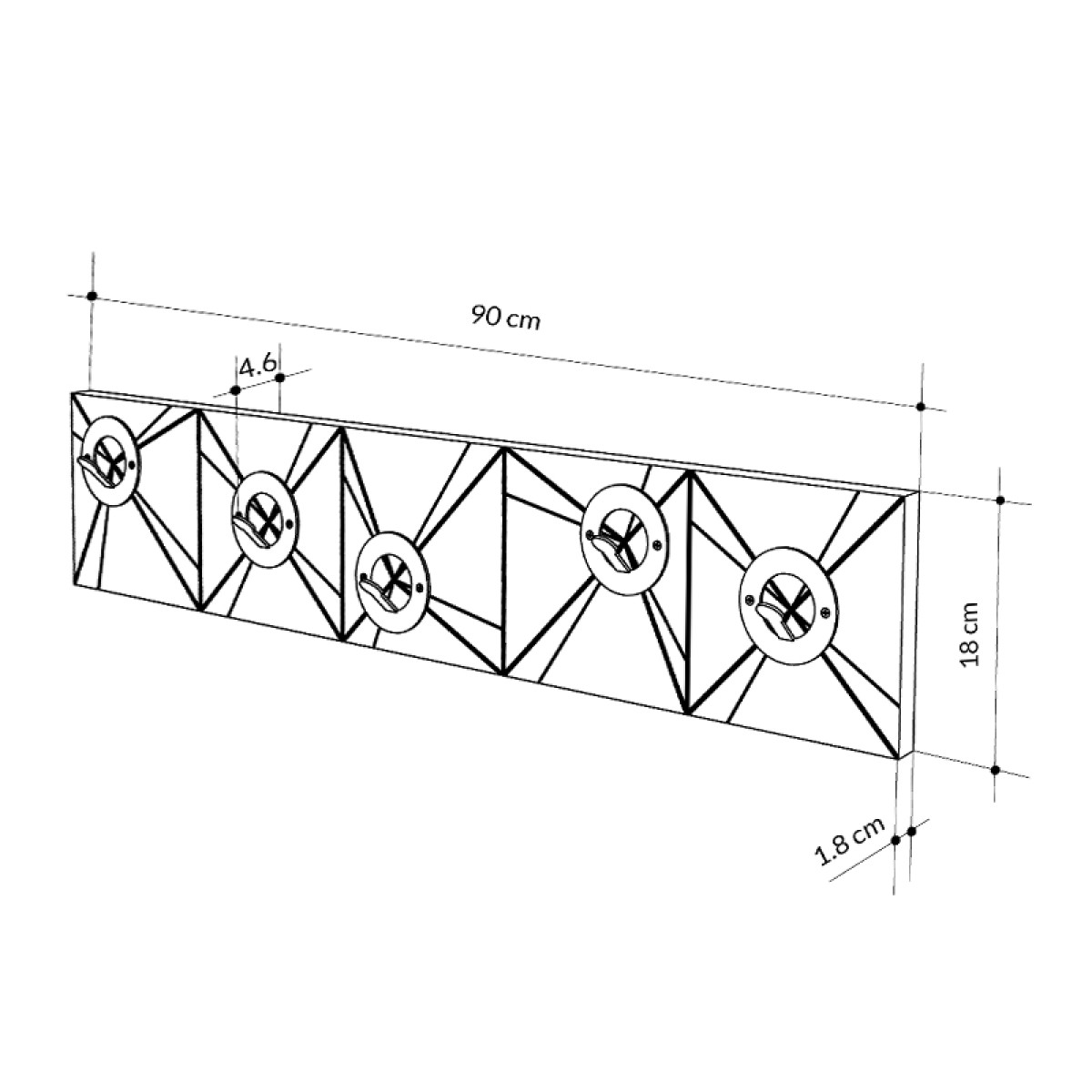 Κρεμάστρα τοίχου Vizy Megapap χρώμα λευκό 90x1,8x18εκ.