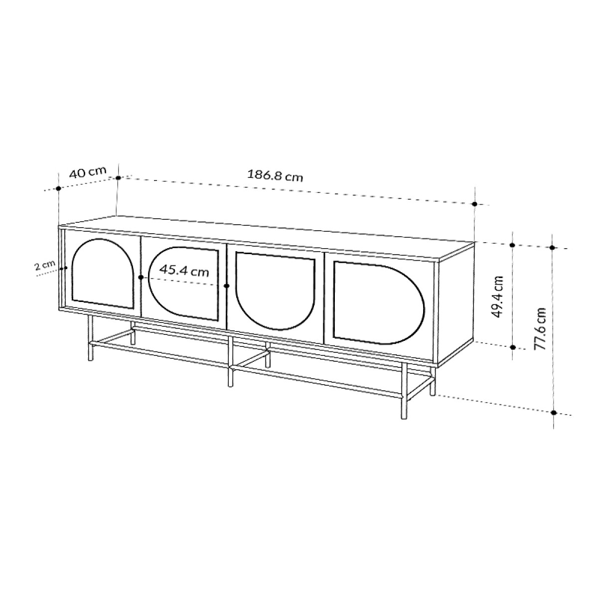 Μπουφές Joji Megapap χρώμα sapphire oak - silky black 186,8x40x77,6εκ.