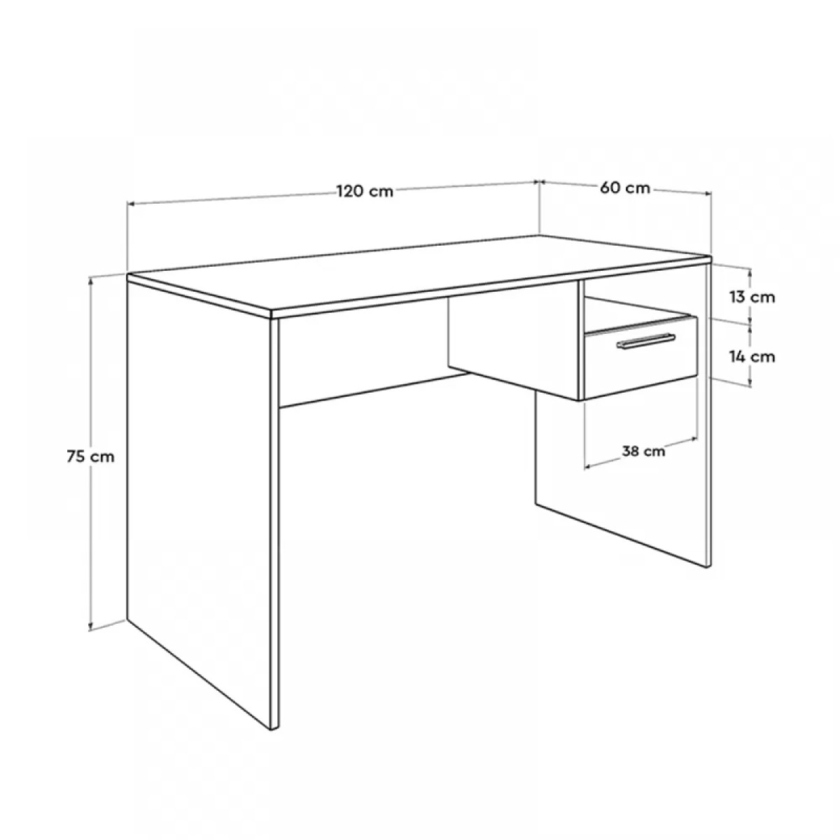 Γραφείο εργασίας Concept Megapap χρώμα ανθρακί 120x60x75εκ.