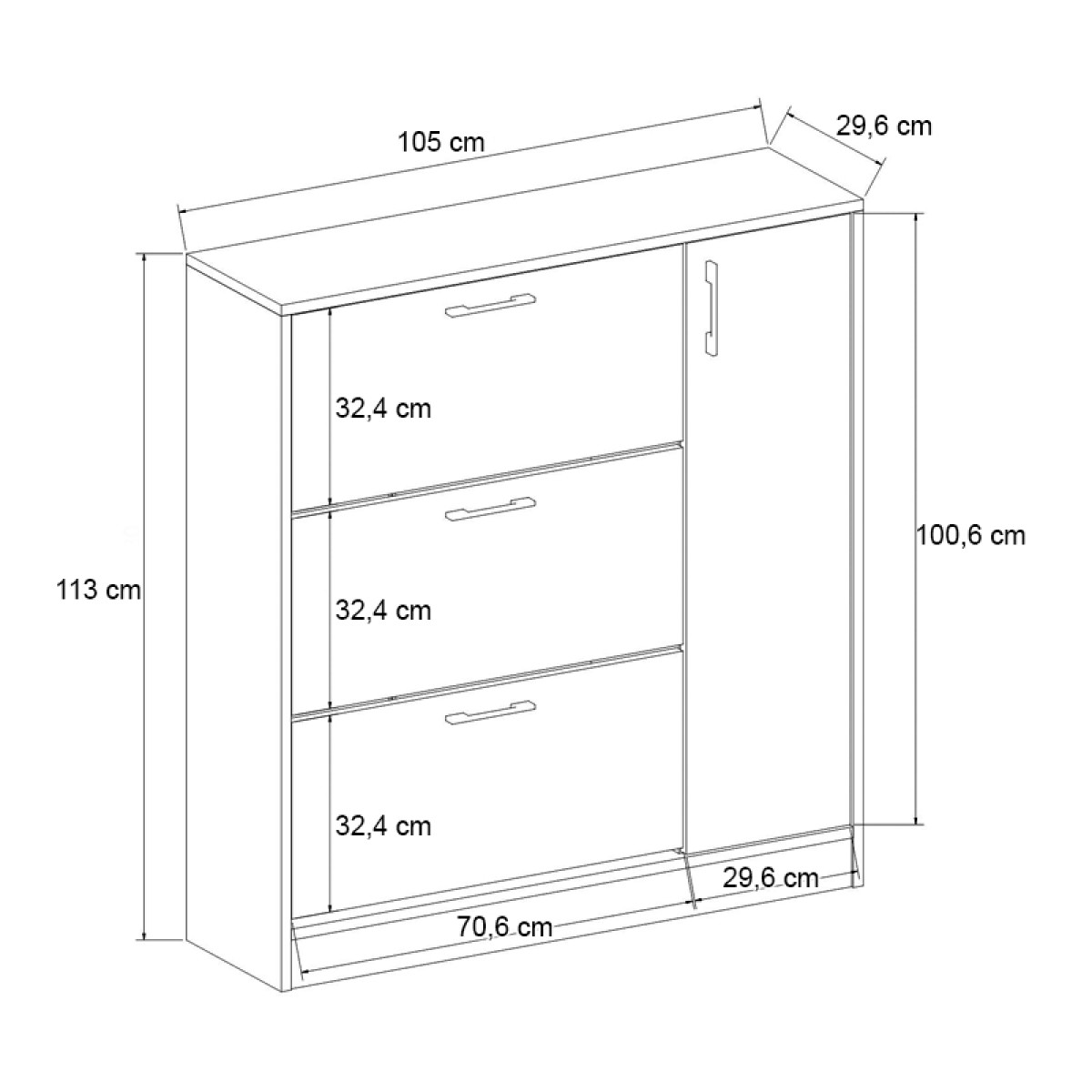 Παπουτσοθήκη Neft Megapap χρώμα λευκό 105x29,6x113εκ.