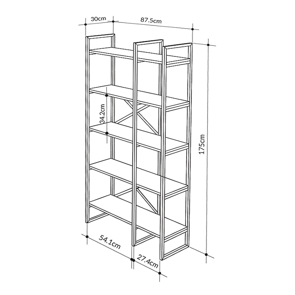 Βιβλιοθήκη Dusan Megapap χρώμα sepet oak 87,5x30x175εκ.