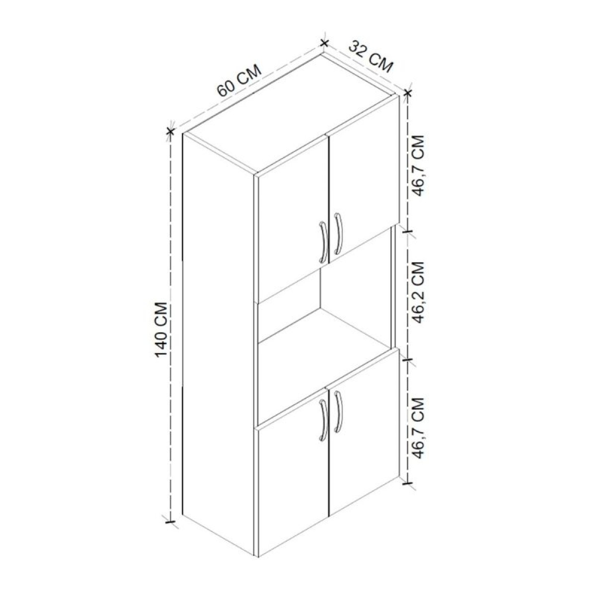 Ντουλάπα κουζίνας Armado Megapap χρώμα sapphire oak 60x32x140εκ.