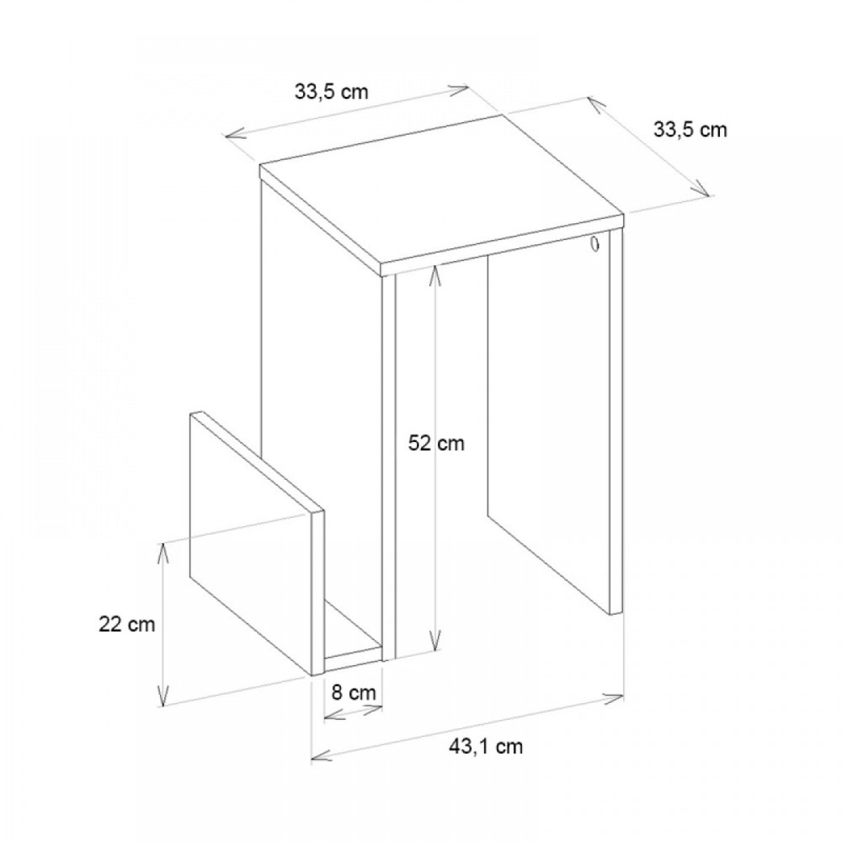 Τραπεζάκι βοηθητικό Regnar Megapap χρώμα sapphire oak 43,1x33,5x52εκ.