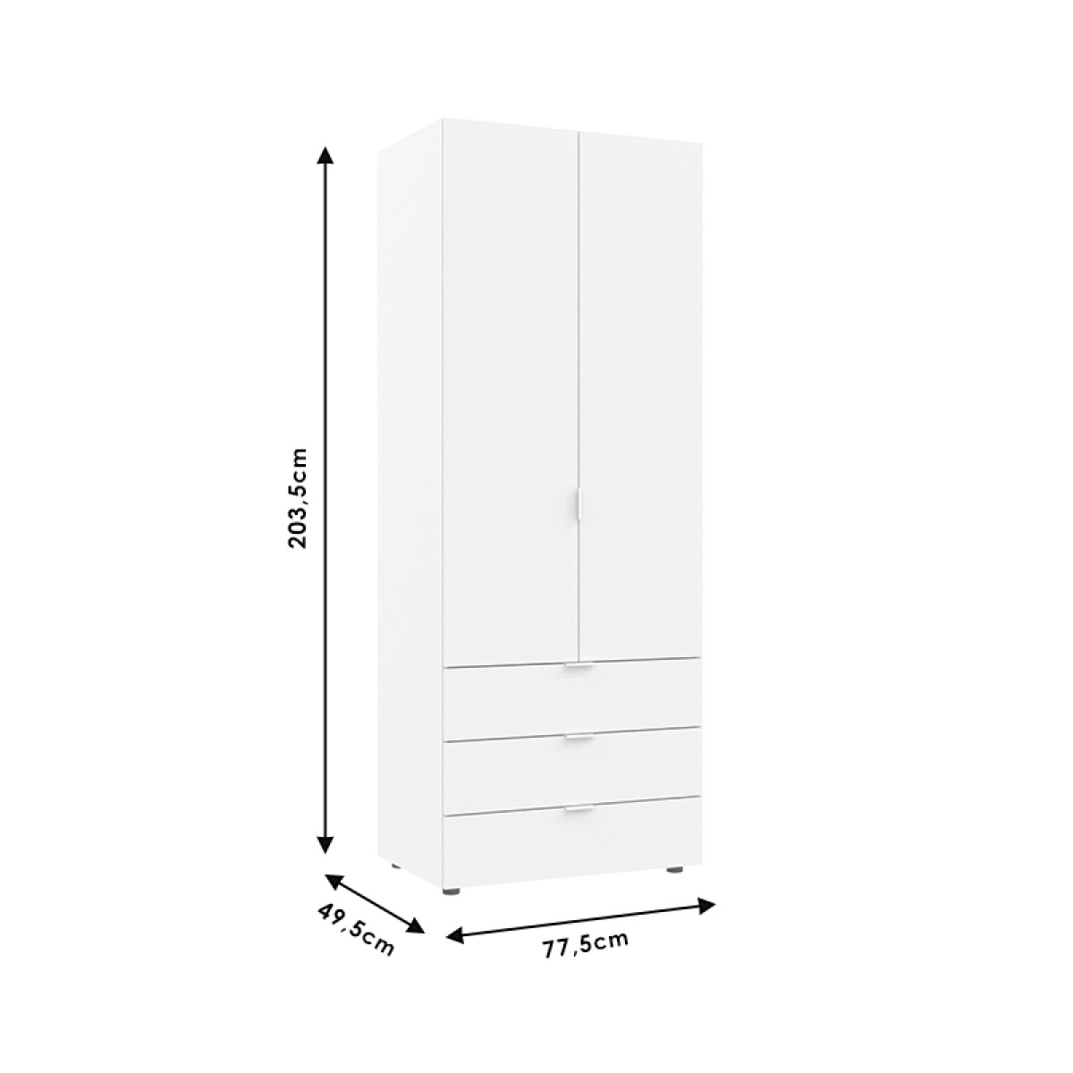 Ντουλάπα ρούχων Lila pakoworld δίφυλλη sonoma 77.5x49.5x203.5εκ