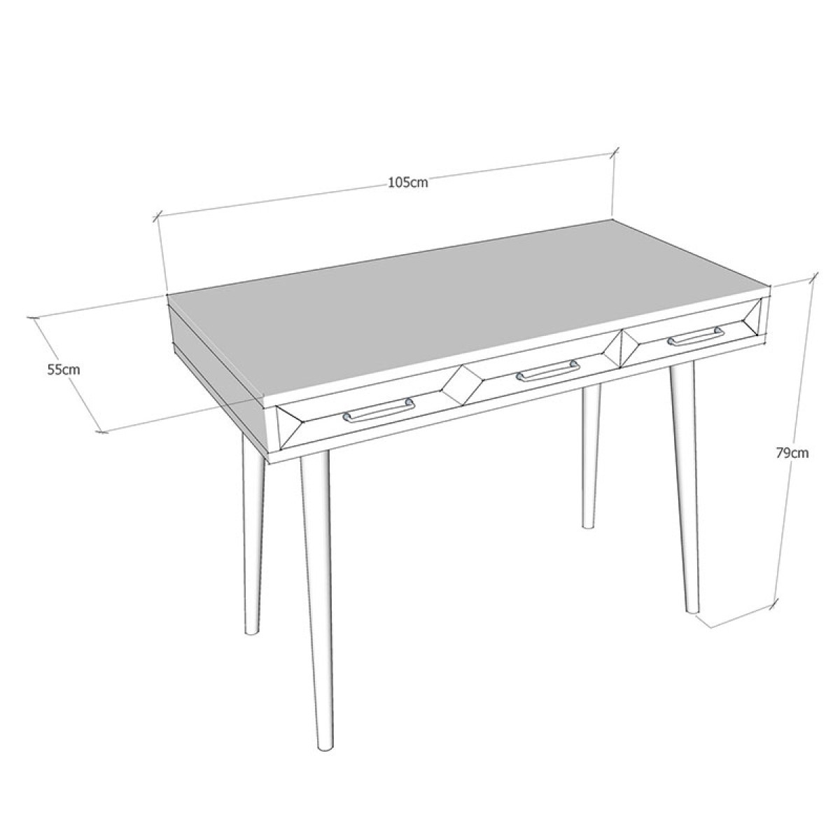 Γραφείο PWF-0280 pakoworld χρώμα ανθρακί - πεύκο 105x55x79εκ