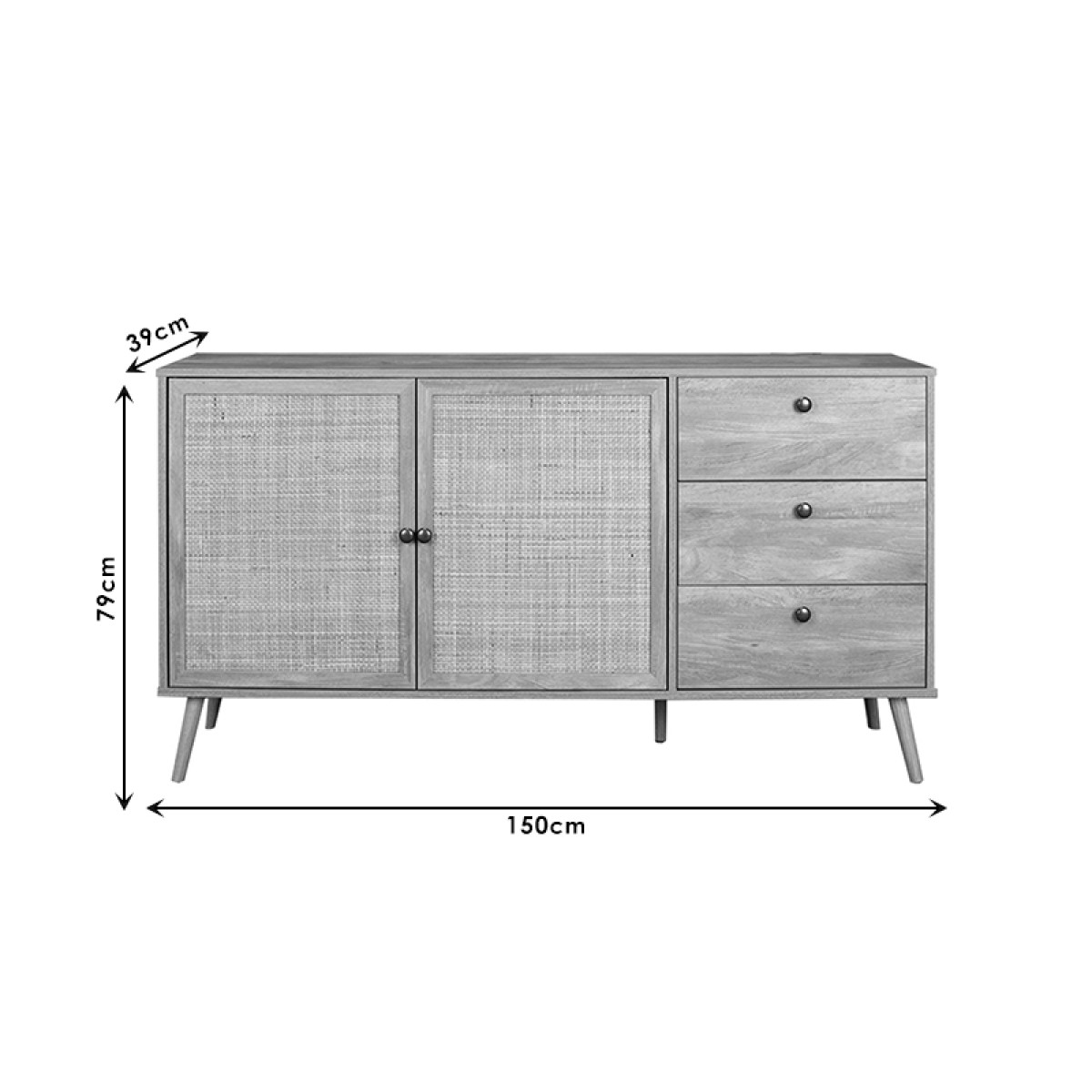 Μπουφές Oslo pakoworld sonoma 150x39x79εκ