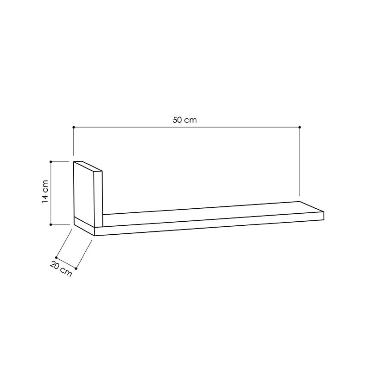 Ραφιέρα τοίχου L-Model pakoworld χρώμα λευκό 50x20x14εκ