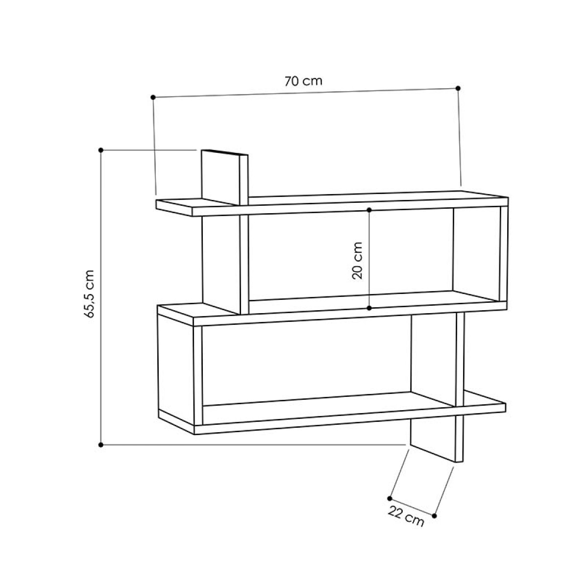 Ραφιέρα Paralel pakoworld χρώμα λευκό 70x22x65,5εκ