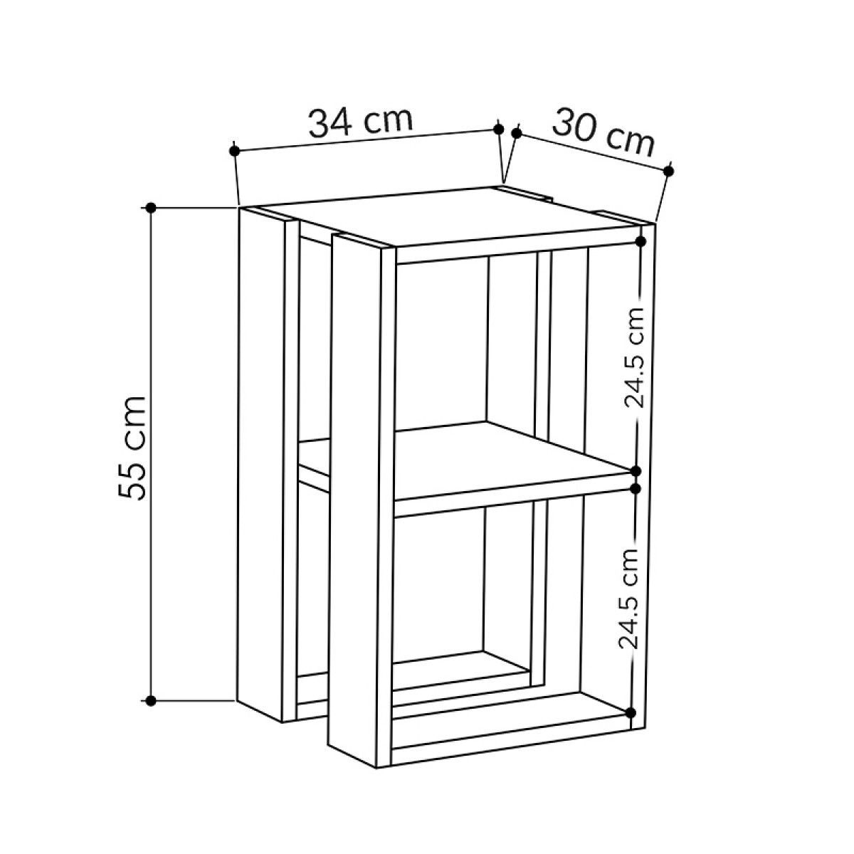 Κομοδίνο Passion pakoworld σε λευκή απόχρωση 34x30x55εκ