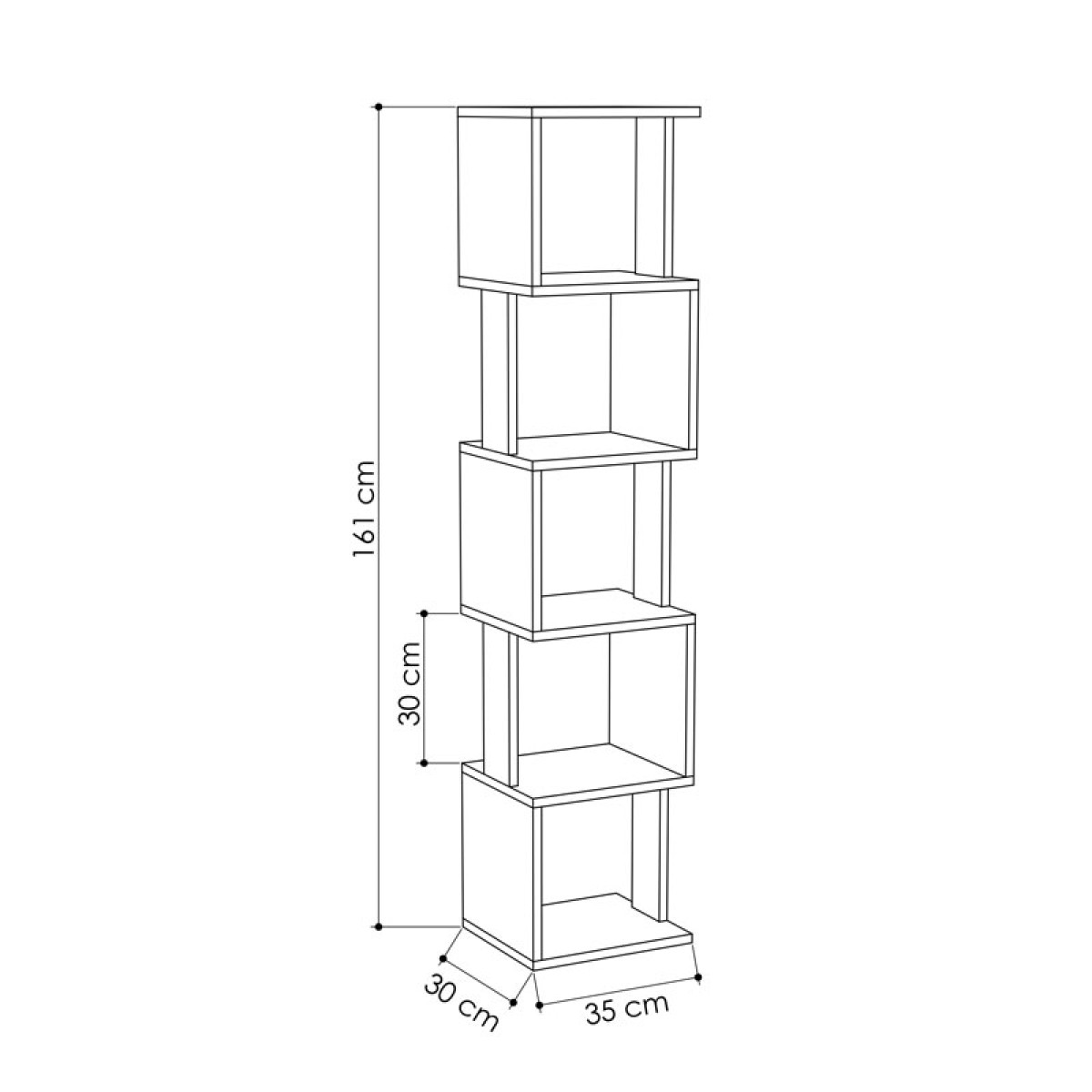 Βιβλιοθήκη - στήλη Piri pakoworld λευκό μελαμίνης 35x30x161εκ