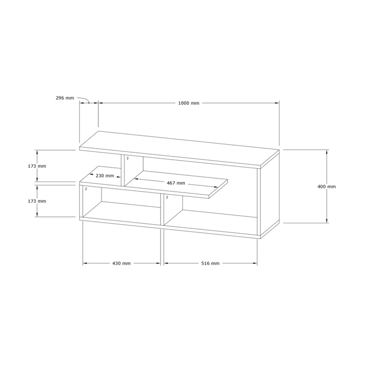 Έπιπλο τηλεόρασης Waldo pakoworld λευκό μελαμίνης 100x29,5x40εκ