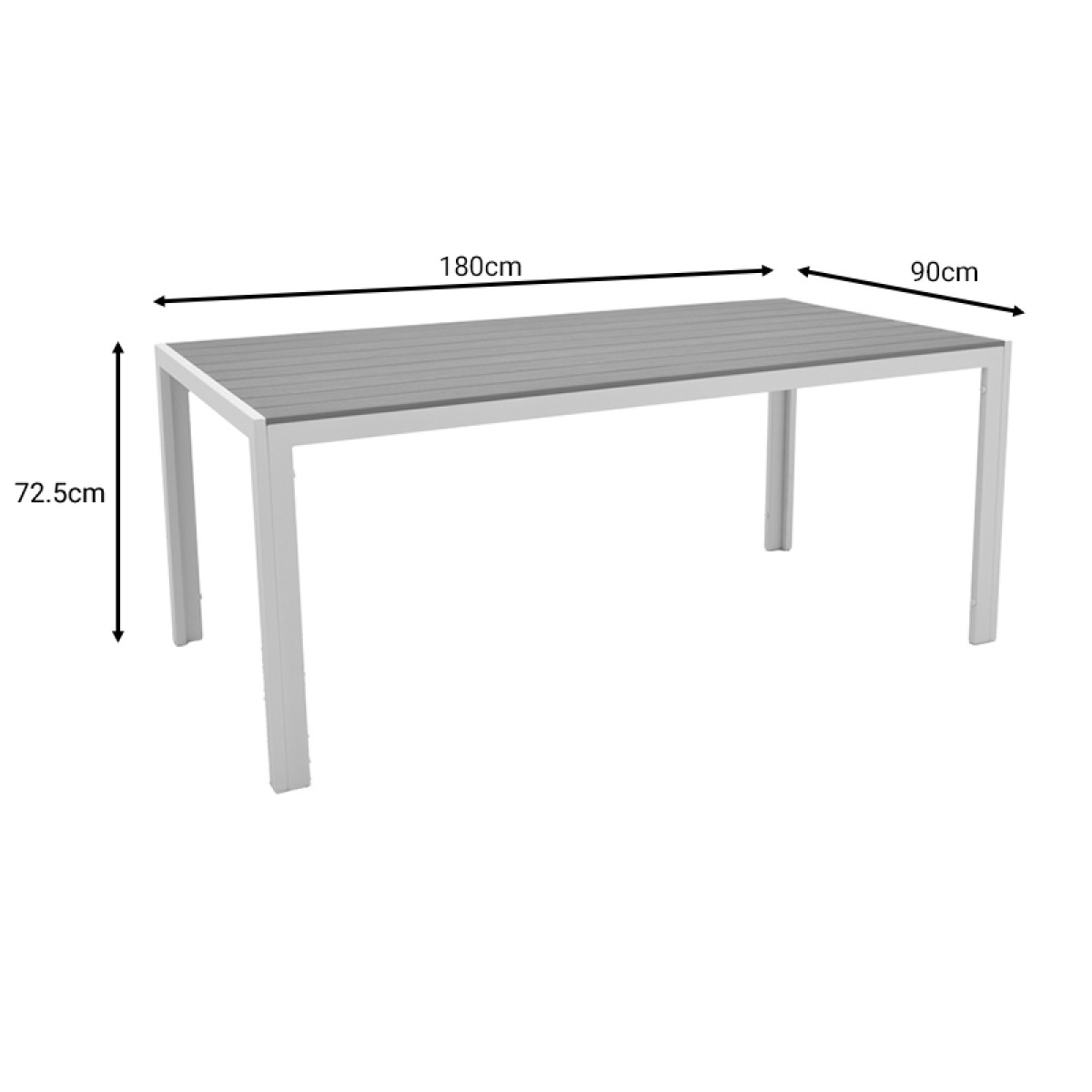 Τραπέζι Nares pakoworld αλουμίνιο λευκό-plywood φυσικό 180x90x72.5εκ