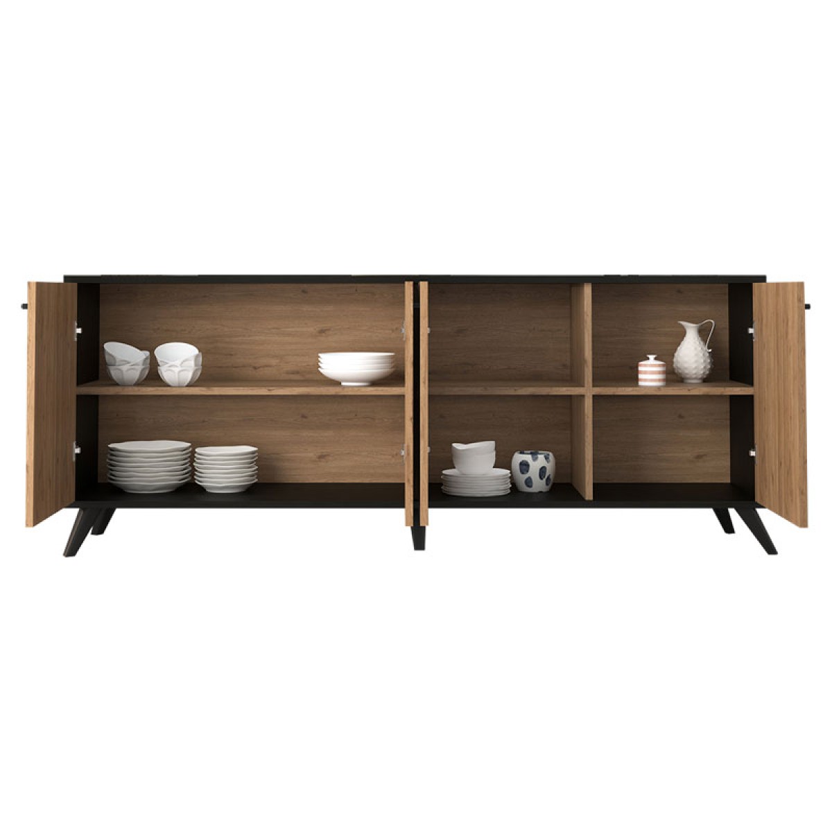 Μπουφές Flipter pakoworld μελαμίνης oak-μαύρο 180x40x78,6εκ