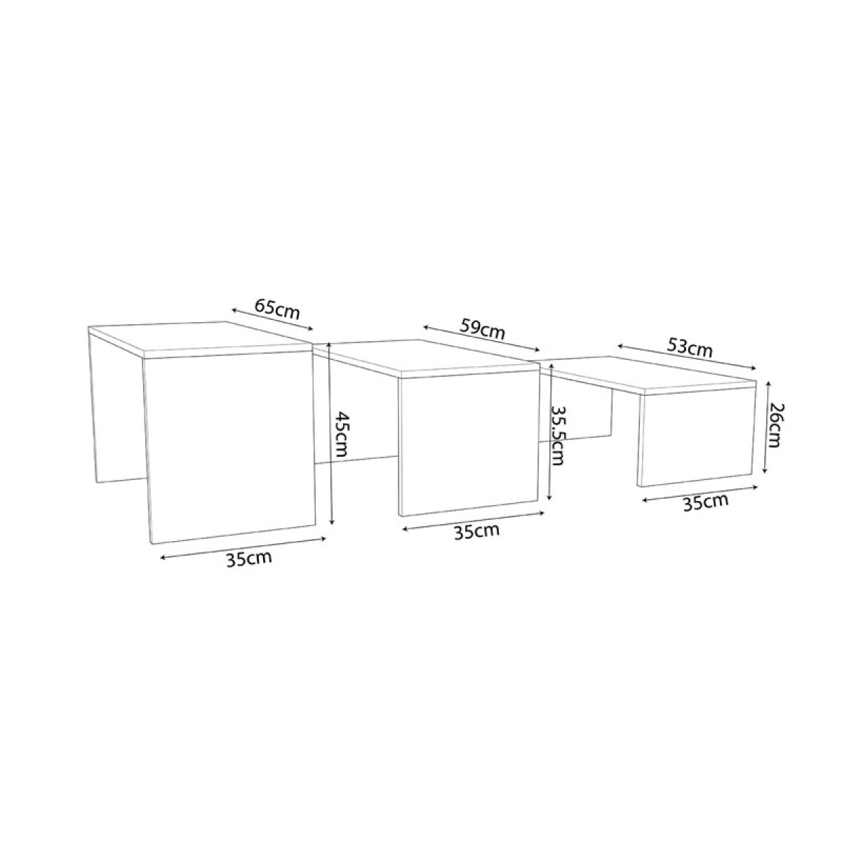 Τραπέζι σαλονιού Alteo pakoworld μελαμίνης oak-λευκό 65x45x35εκ