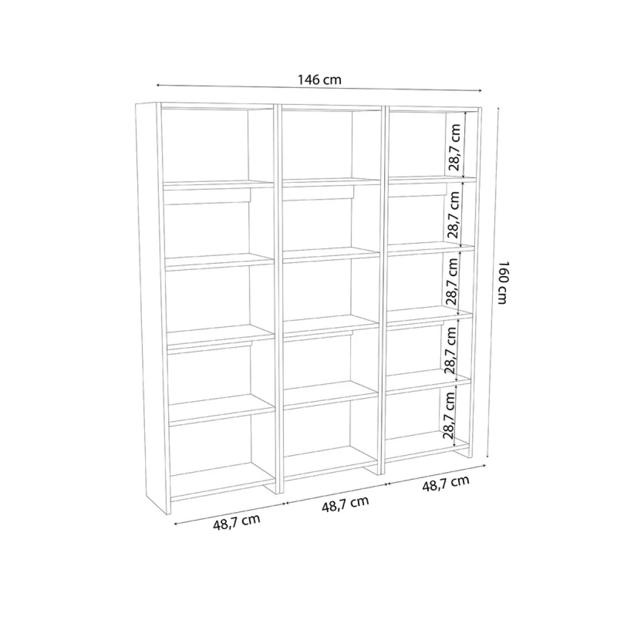 Βιβλιοθήκη Rabuku pakoworld σε oak  απόχρωση 146x22x123εκ