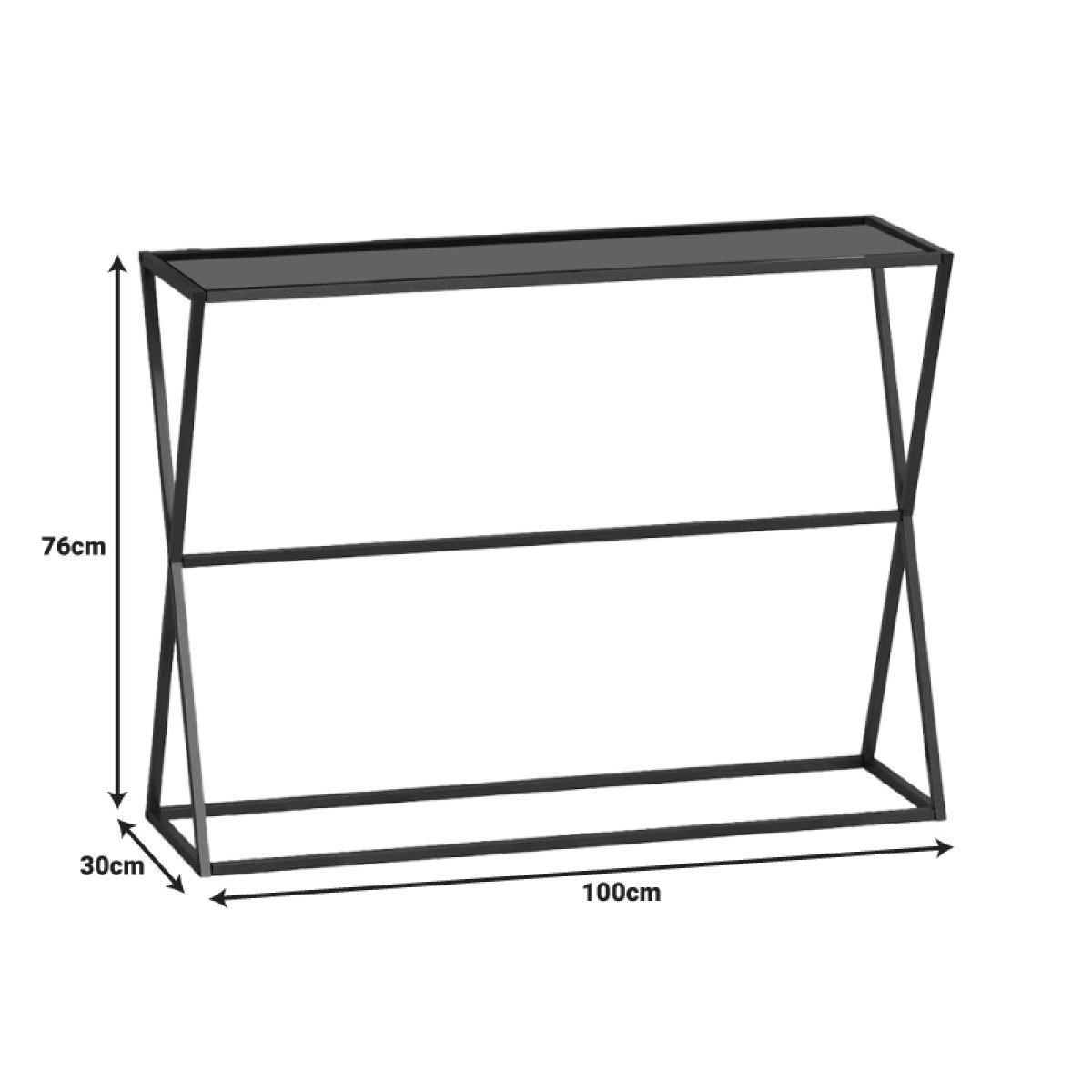 Κονσόλα Loujie I pakoworld σε μαύρο μέταλλο-smoke γυαλί 100x30x76εκ
