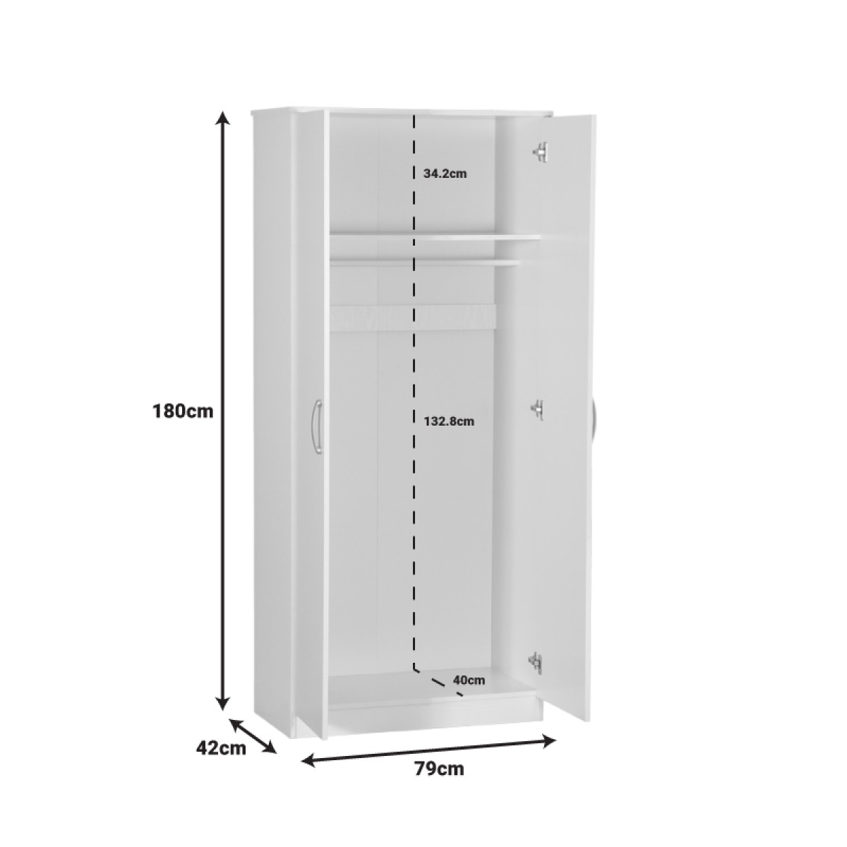 Ντουλάπα ρούχων δίφυλλη Zelia pakoworld σε sonoma-oak απόχρωση 79x42x180εκ