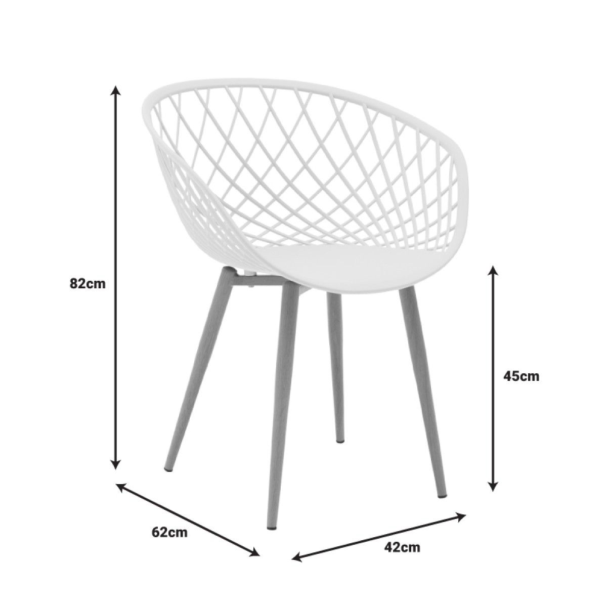 Πολυθρόνα Ezra pakoworld γκρι pp-πόδι φυσικό μέταλλο 62x42x82εκ