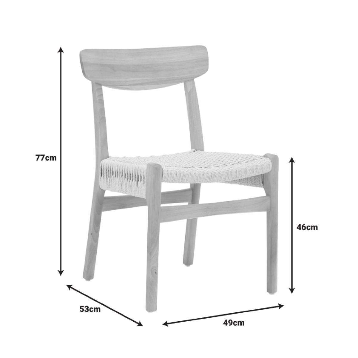 Καρέκλα Eaprine pakoworld φυσικό σχοινί-rubberwood 49x53x77εκ