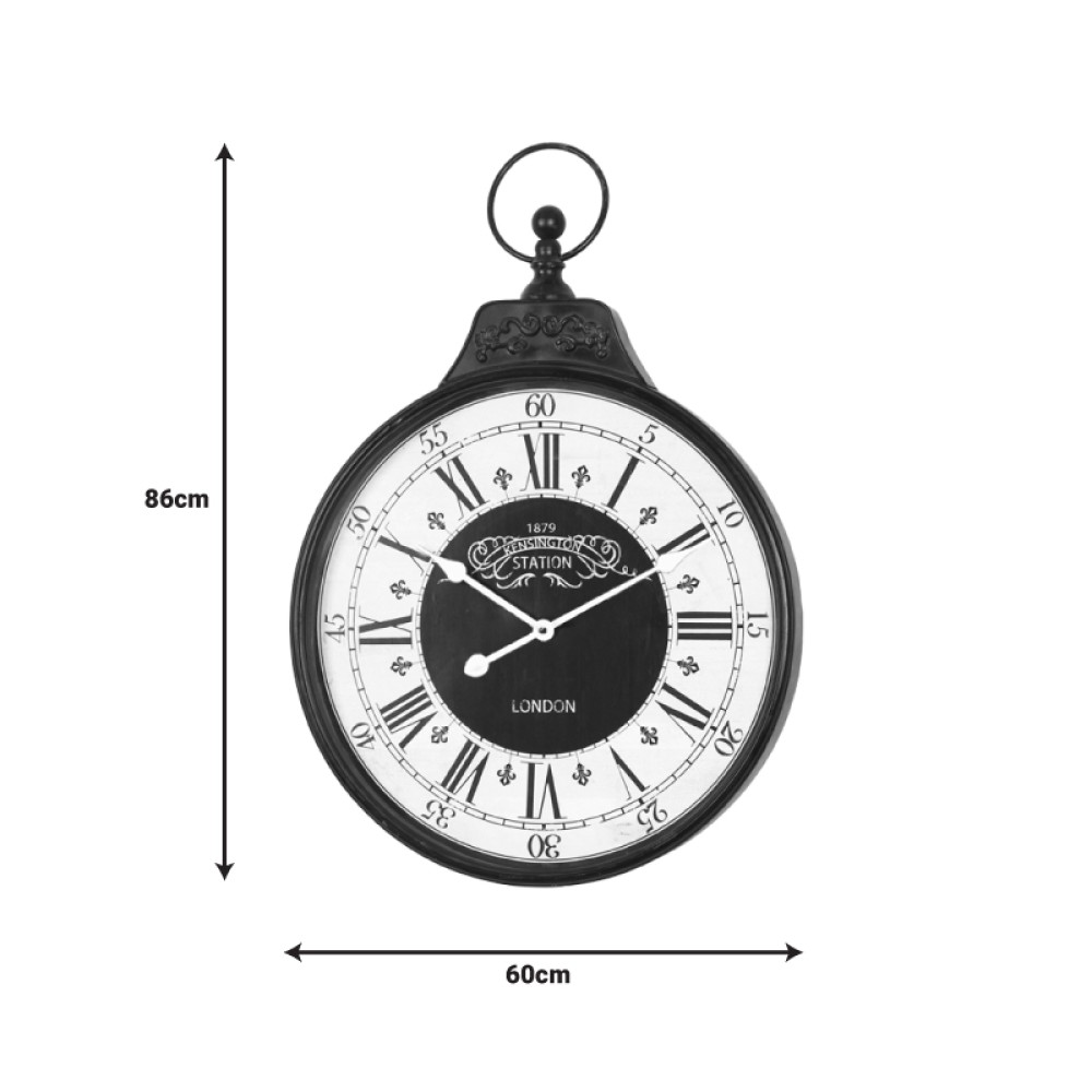 Ρολόι τοίχου Cloco Inart μέταλλο σε μαύρη απόχρωση 60x6x86εκ